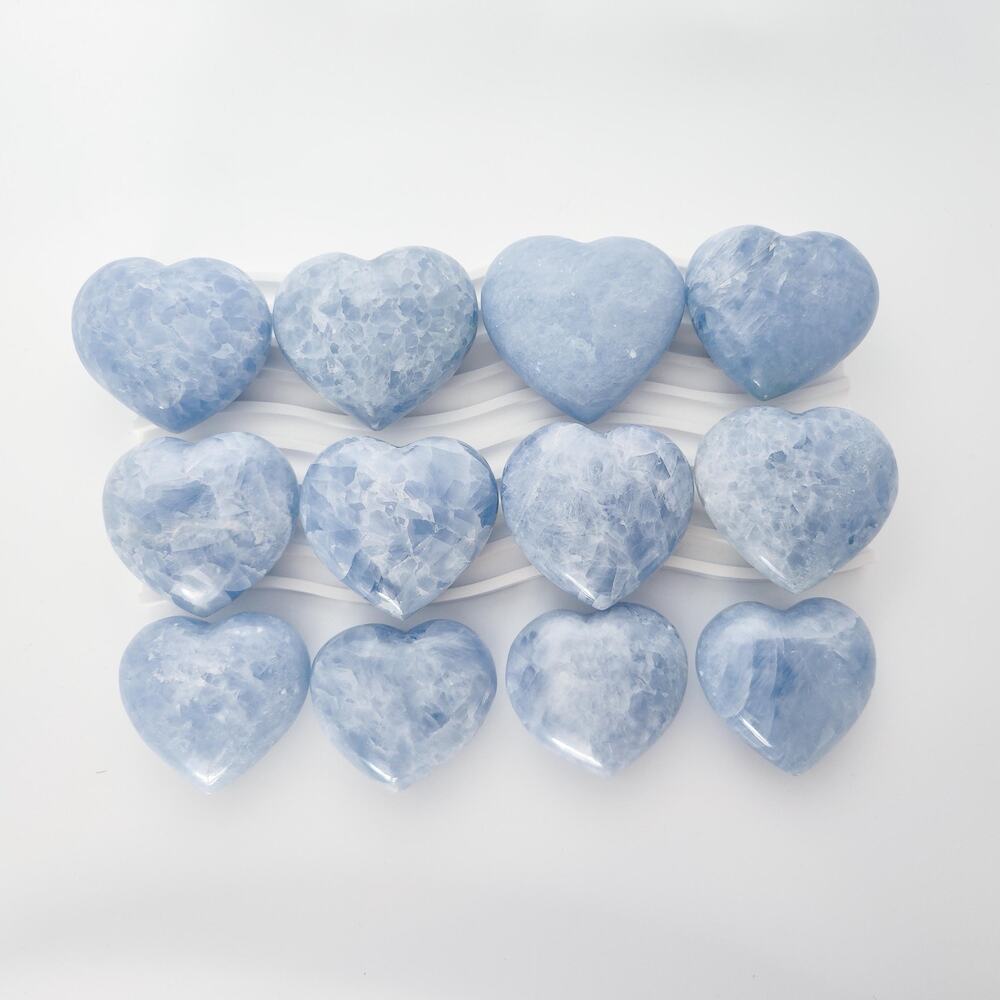 Blue Calcite Puffy Heart Crystal Carving - Picture 4 of 8